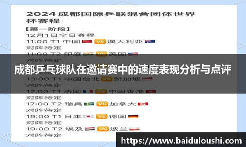 成都乒乓球队在邀请赛中的速度表现分析与点评